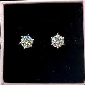 2 ctw Moissanite Stud Earrings with Screw on Backs, Marked 925